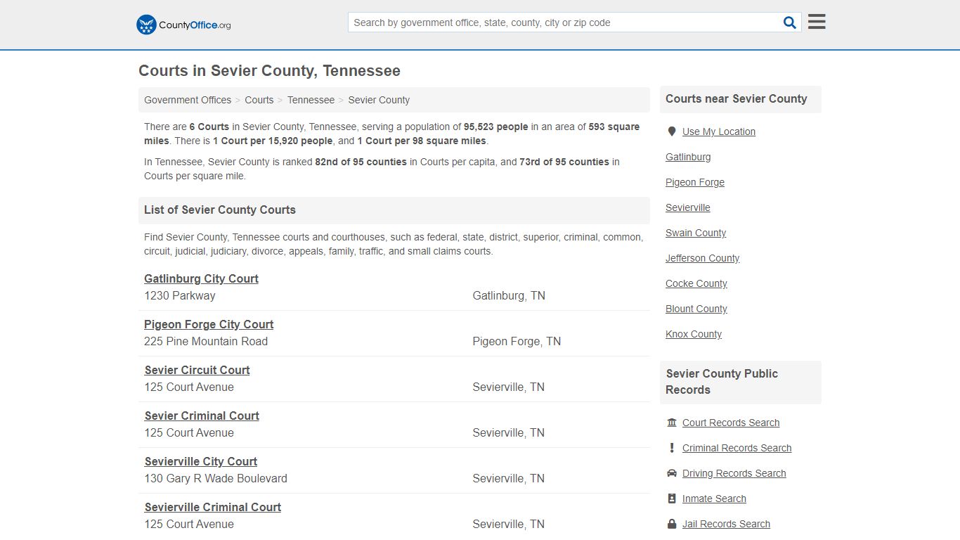 Courts - Sevier County, TN (Court Records & Calendars)